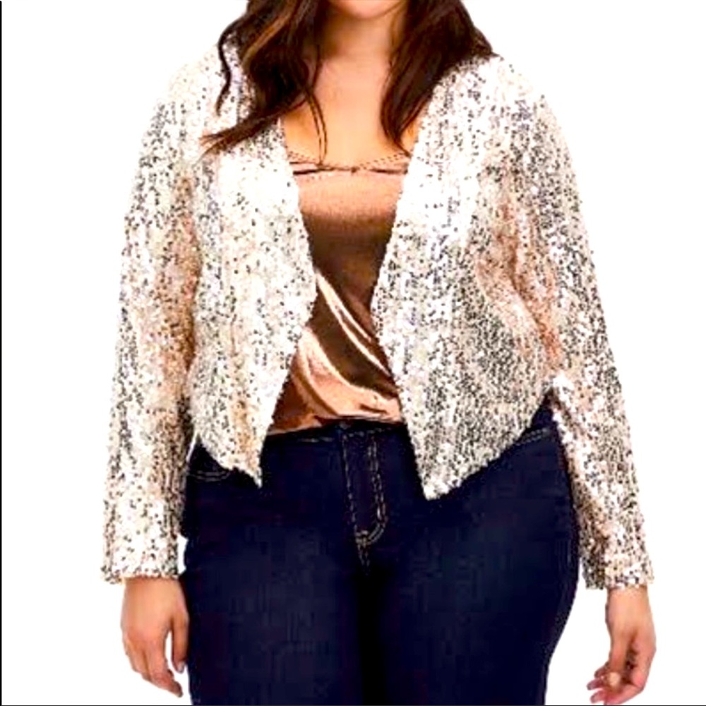 Cropped sequin gold jacket torrid size 5